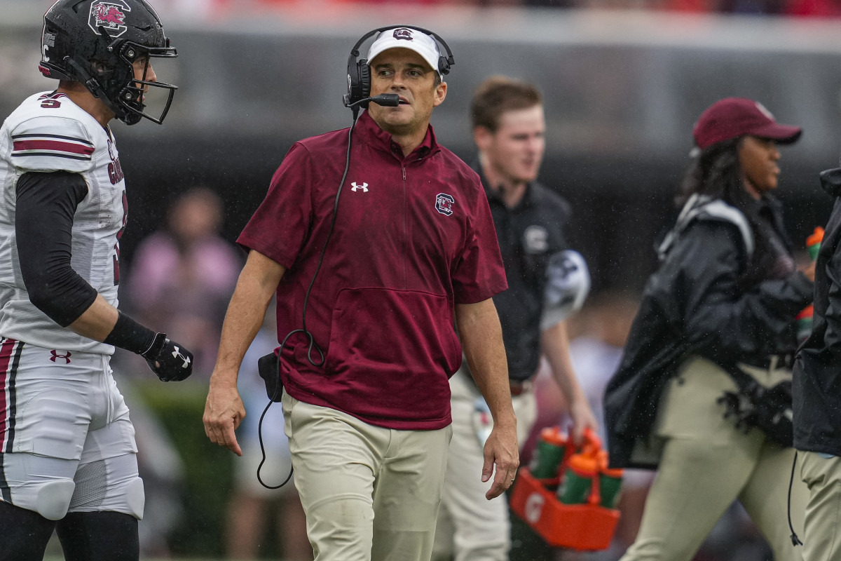 South Carolina Gamecocks HC Shane Beamer during a loss to Georgia earlier this year. (Photo by Dale Zanine of USA Today Sports)